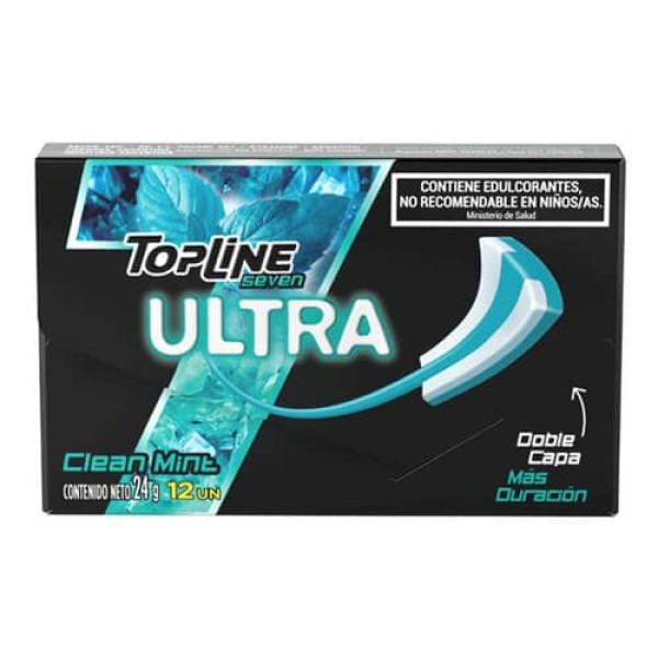 Topline Chicles Dieteticos Sabor Menta Seven Ultra Clean Mint x 12 Unidades 24gr