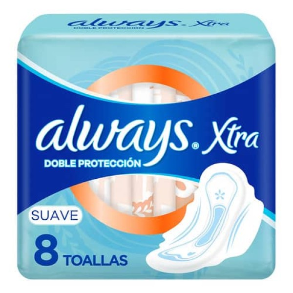 Always Xtra Doble Proteccion 8 Toallas Suaves