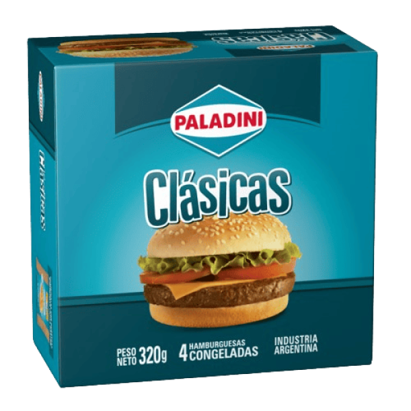Paladini Hamburguesas Clasicas Congeladas x 4 Unidades 320gr