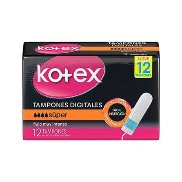Kotex Tampones Digitales Super Flujo Muy Intenso 12 Unidades