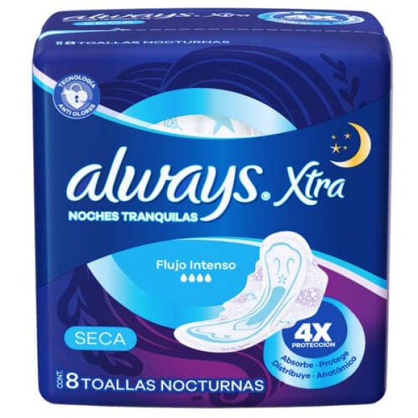Always xtra Noches Tranquilas 8 Toallas Nocturnas Seca