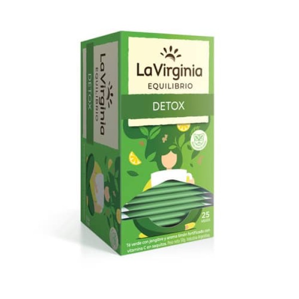 La Virginia Equilibrio Detox Te Verde Con Jengibre Y Aroma Limon 25 Saquitos 50gr