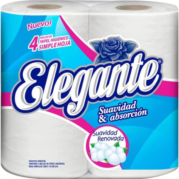 Elegante Papel Higienico 4 Rollos 30m x 10cm