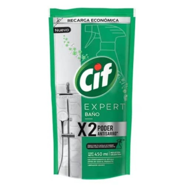 Cif Expert Baño Limpiador Liquido x2 Poder Antisarro 450ml