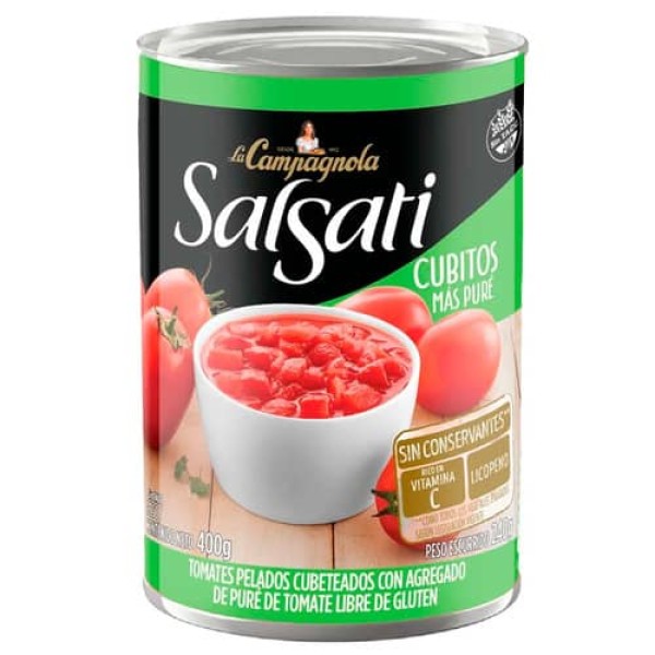 La Campagnola Salsati Tomates Pelados Cubitos Mas Pure  400gr