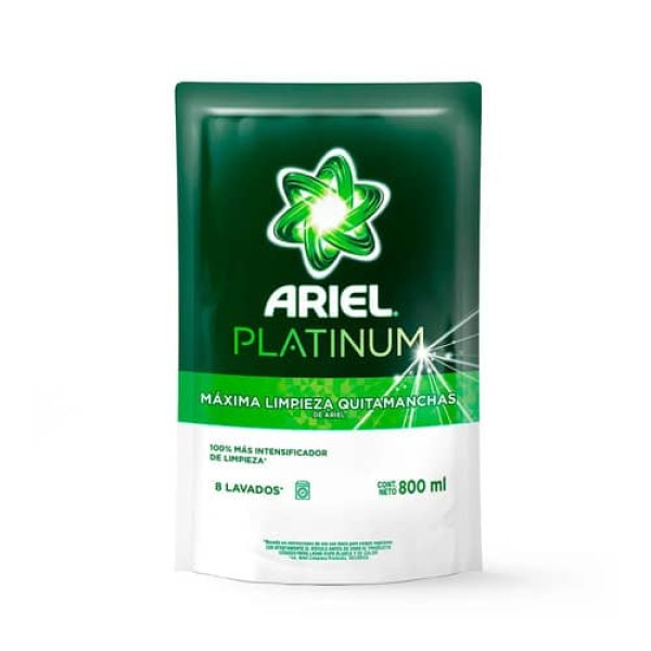 Ariel Platinum Liquido Para Lavar Ropa Blanca Y De Color 800ml