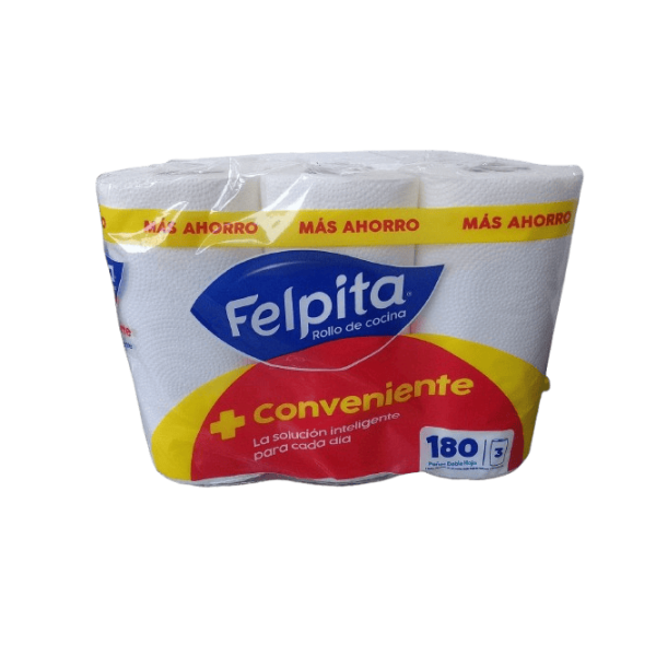 Felpita Rollo De Cocina x 3 Doble Hoja 180 Paños
