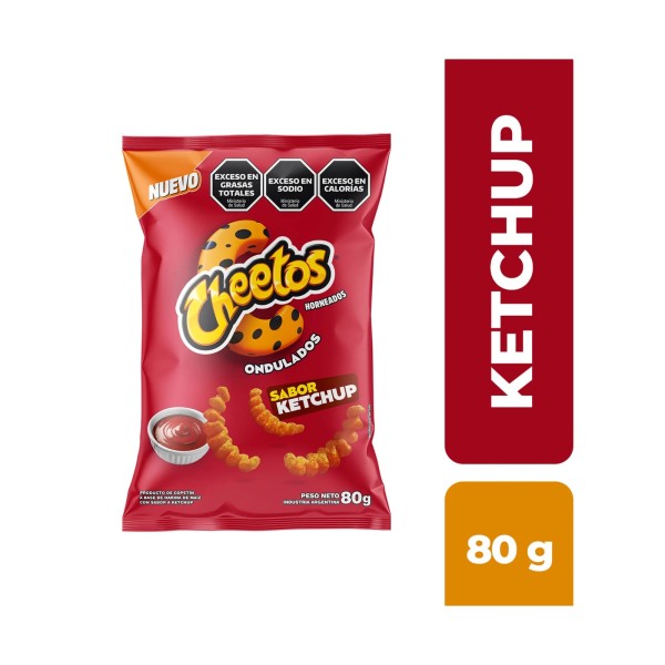 Palitos de maíz ondulados Cheetos sabor ketchup 80 grs