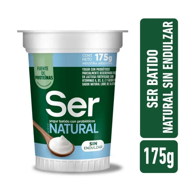 Yogur Ser Batido Natural Sin Endulzar X 175 Gr
