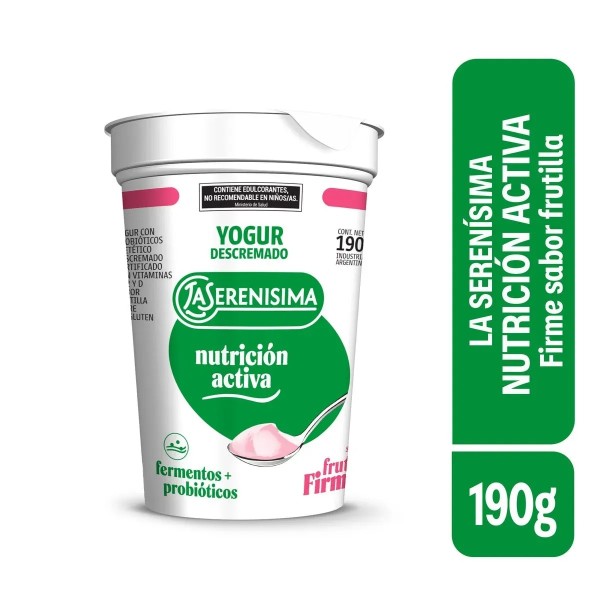  La Serenísima Yogur Firme Descremado Frutilla Clásico 190g