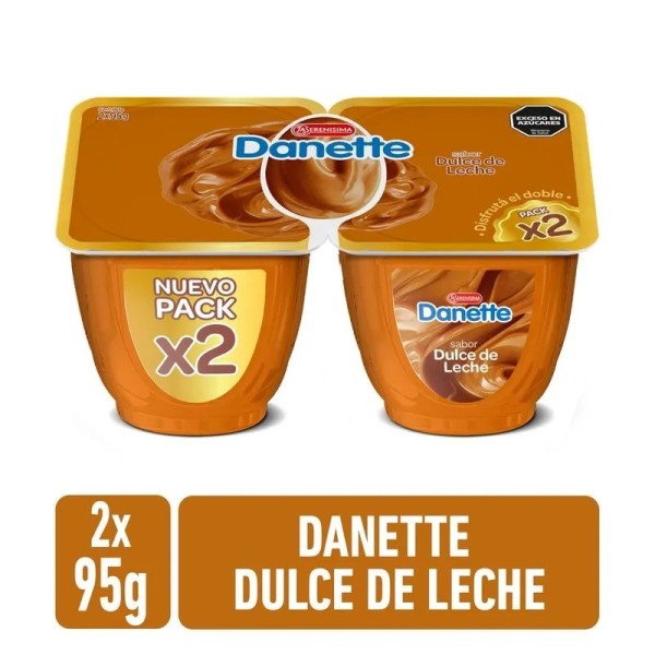 Danette Postre Sabor Dulce De Leche Pack X2 95 Gr.
