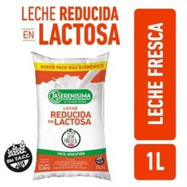 La Serenísima Leche Reducida En Lactosa Sachet 1L