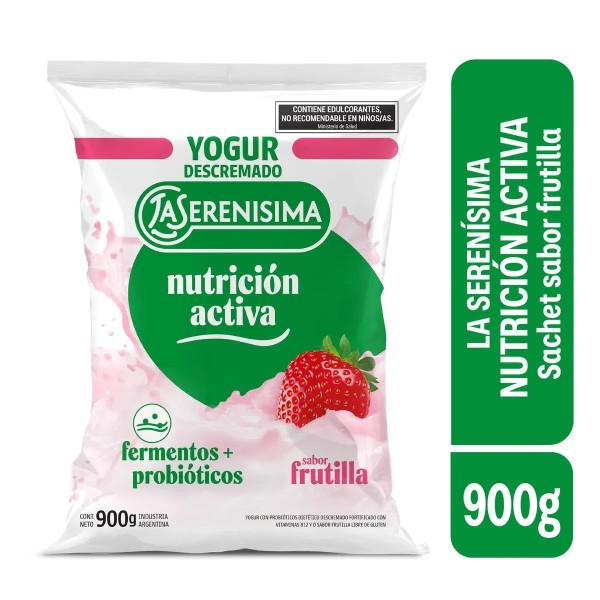 La Serenísima Yogur Descremado Sabor Frutilla Sachet