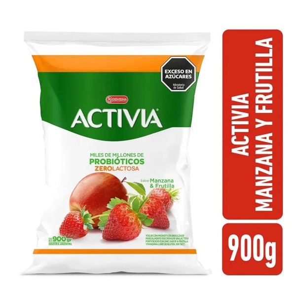 Activia Yogur Con Probióticos Sabor Manzana Y Frutilla Sachet