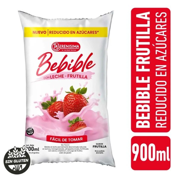 La Serenisima Bebible Sachet Sabor Frutilla 900ml
