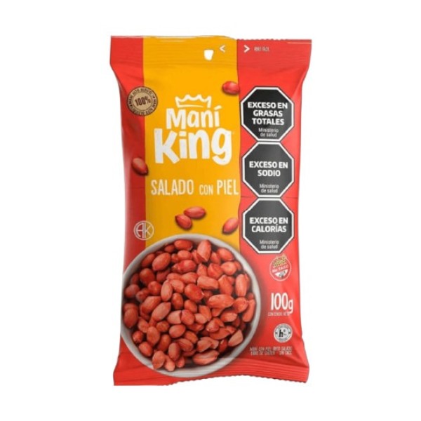 Maní King Frito Salado Con Piel 100g