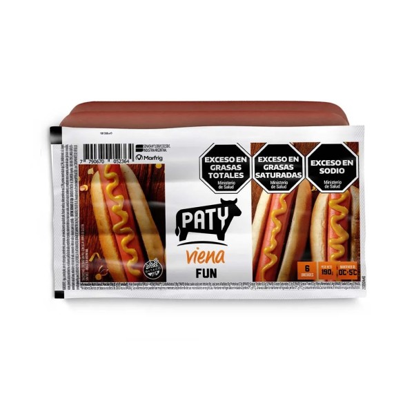 Paty Viena Fun Salchichas Cocidas Sin Piel 6 Unidades 190gr