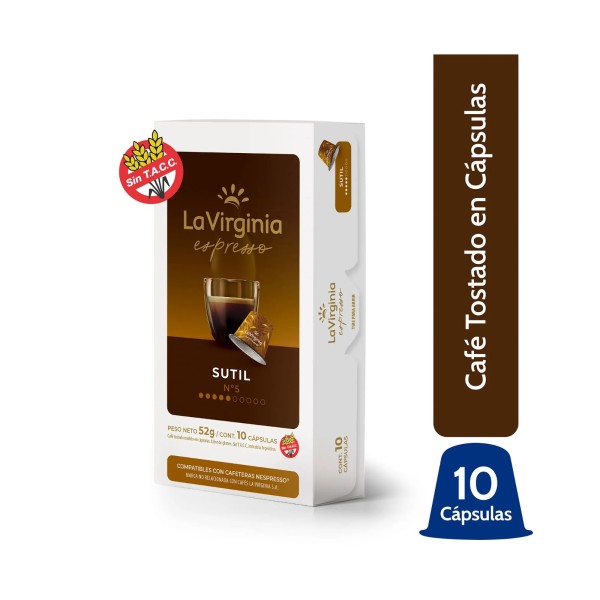 La Virginia Espresso Cafe Sutil N5 10 Unidades 52gr