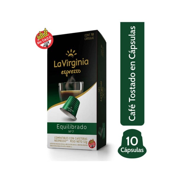 La Virginia Espresso Cafe Tostado Molido En Capsulas Equilibrado Nº7 52gr