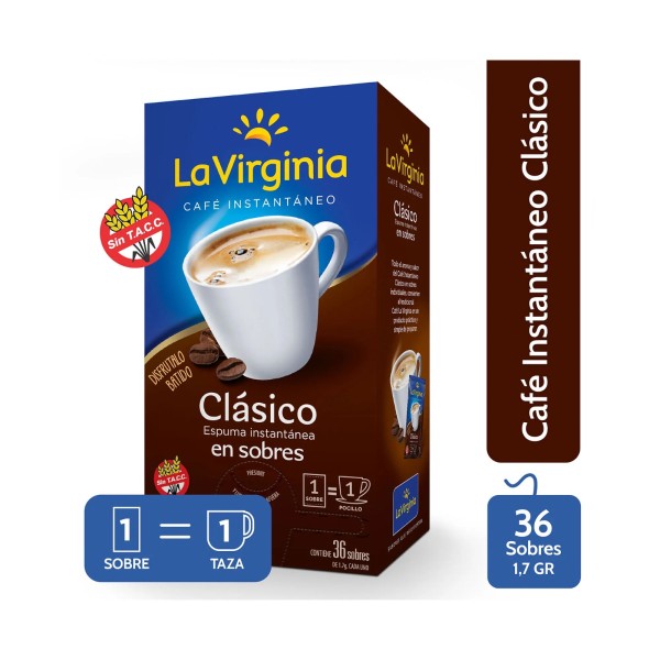 La Virginia Cafe Instantaneo Clasico En Sobres Torrado Equilibrado 36 Unidades