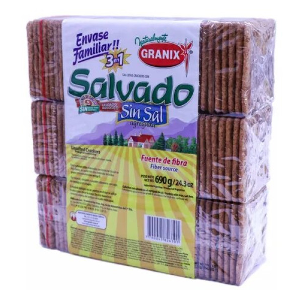 Granix Galletitas Crackers Con Salvado Sin Sal 3 En 1 690gr