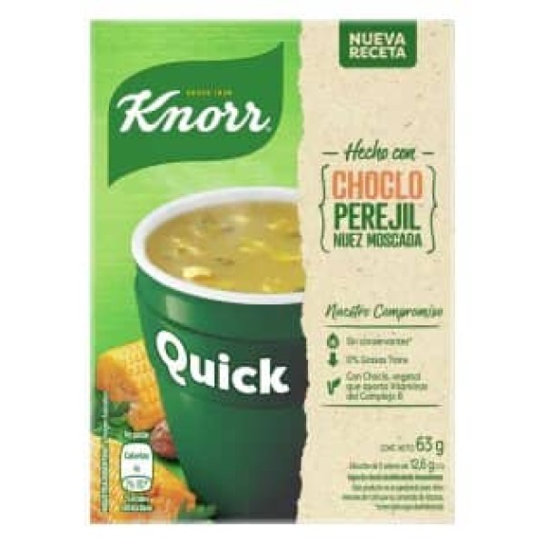 Knorr Quick Sopa Deshidratada Instantanea de Choclo con Perejil y Nuez Moscada 5 Sobres 63gr