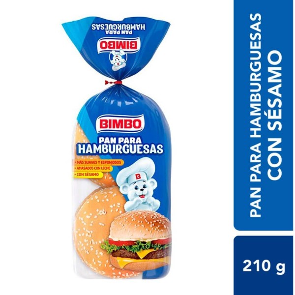 Bimbo Pan Para Hamburguesas con Sesamo 4 Unidades 210gr