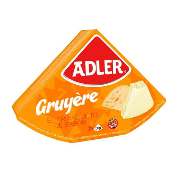 Adler Queso Gruyere Fundido Para Untar 2 Unidades 100gr