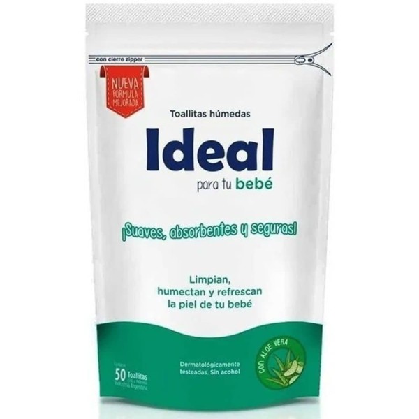 Ideal Toallitas Humedas Para Bebe Con Aloe Vera 50 Unidades