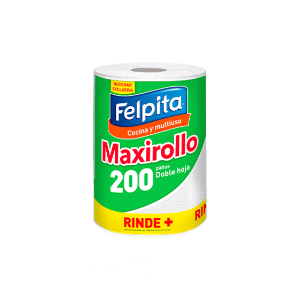 Felpita Paños Cocina Y Multiuso Maxirollo 200 Paños Doble Hoja