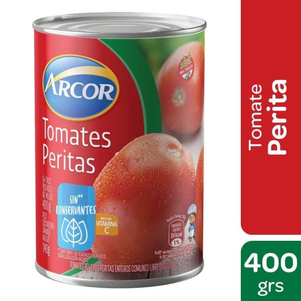 Arcor Tomates Peritas Pelados Sin Conservantes 400gr