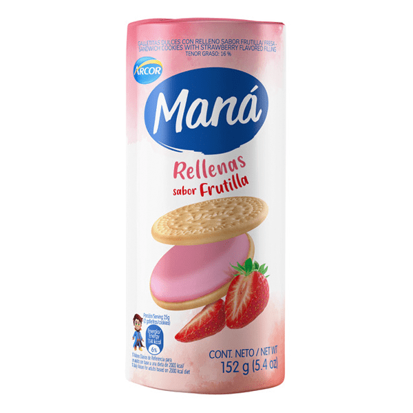 Mana Galletitas Dulces Rellenas Sabor Frutilla 152gr