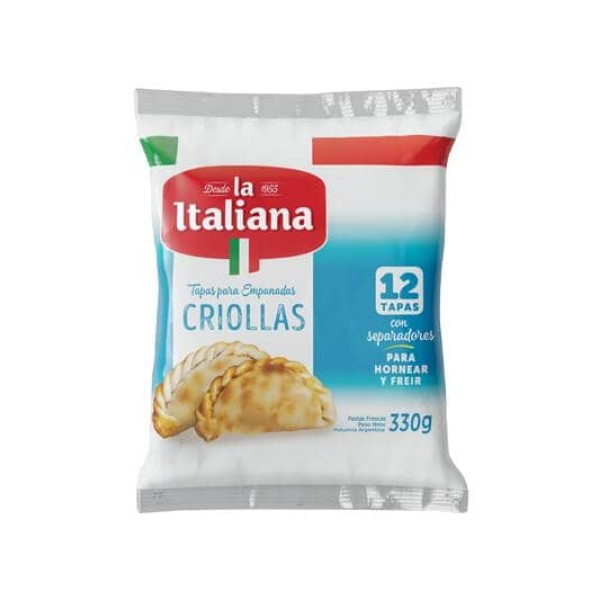 La Italiana Tapas Para Empanadas Criollas 12 Unidades 330gr