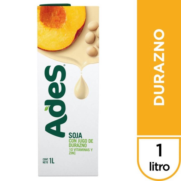 Ades Soja Con Jugo De Durazno 1L
