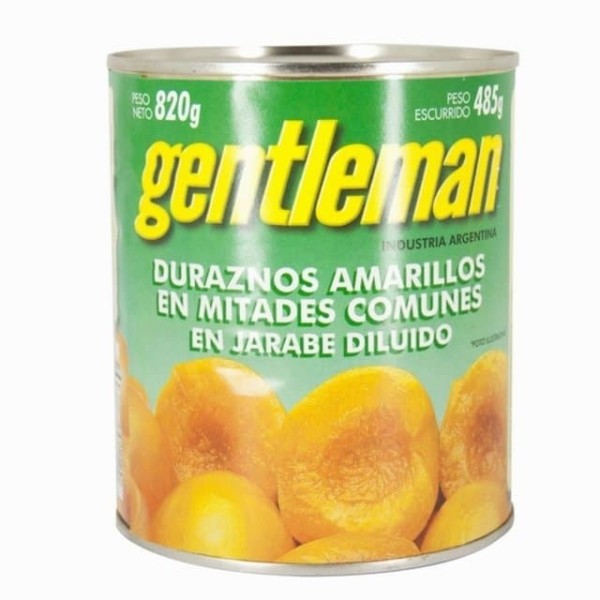 Gentleman Duraznos Amarillos En Mitades Comunes En Jarabe Diluido 820gr