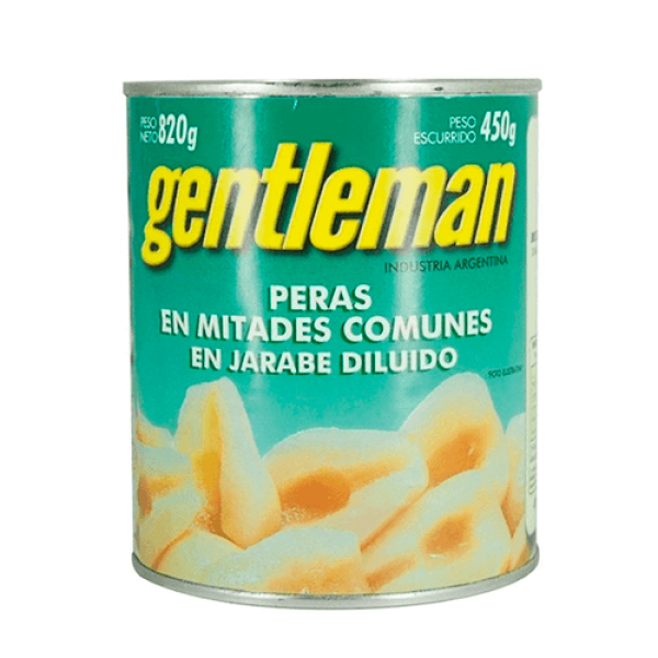 Gentleman Peras En Mitades Comunes En Jarabe Diluido 820gr