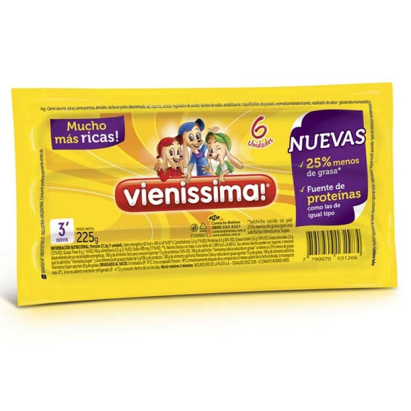 Vienissima Salchichas 6 Unidades 225gr Vienissima Salchichas 6 Unidades 225gr