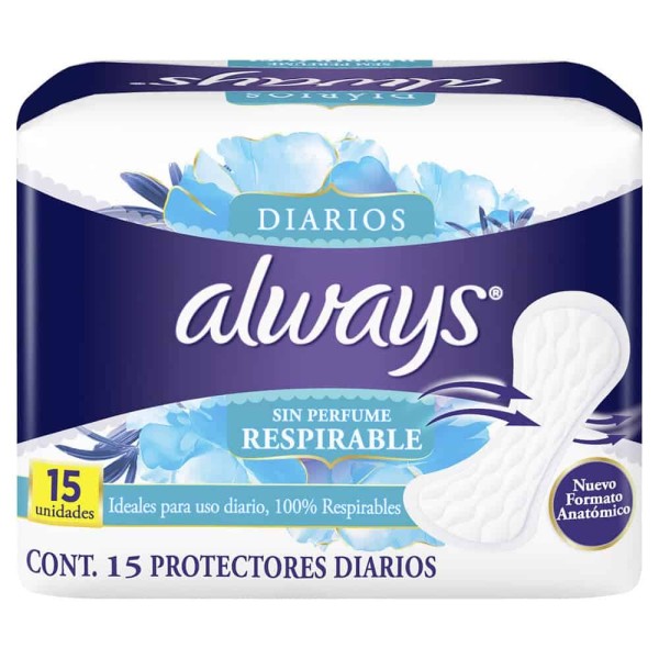 Always Protectores Diarios Sin Perfume Respirable 15 Unidades