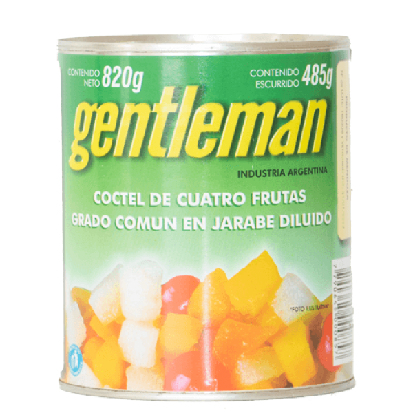 Gentleman Coctel De Cuatro Frutas Grado Comun En Jarabe Diluido 820gr