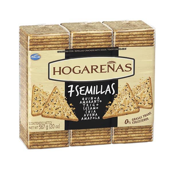 Hogareñas 7 Semillas Galletitas Crackers x3 567gr