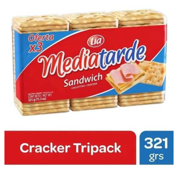 Mediatarde Sandwich Galletitas Pack Familiar X3 321gr