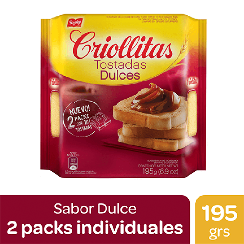 Criollitas Tostadas Dulces 195gr