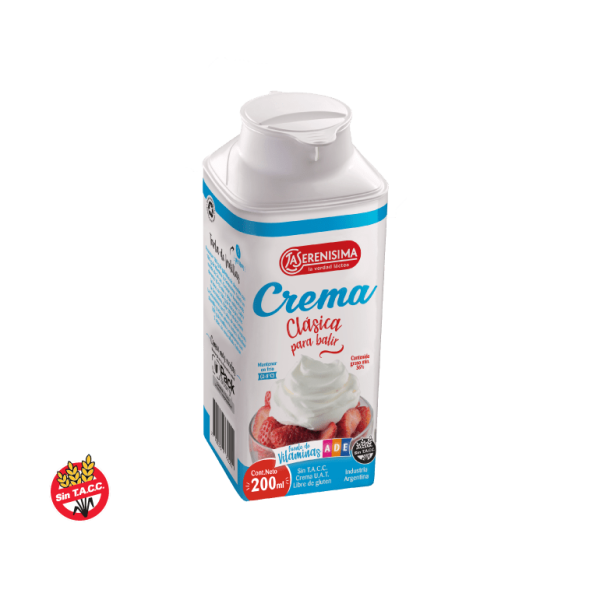 La Serenisima Crema De Leche Clasica Para Batir Fuente de Vitaminas 200ml