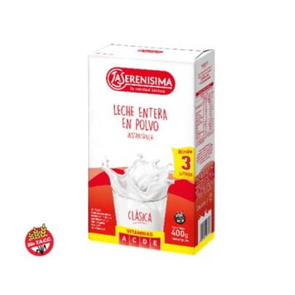 La Serenisima Leche Entera En Polvo Instantanea Fortificada Con Vitaminas 400gr