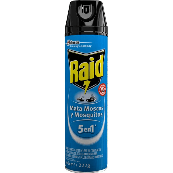 Raid Insecticida En Aerosol Mata Moscas, Mosquitos Y Zancudos 360cm