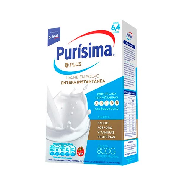 Purisima Plus Leche Entera En Polvo Instantanea 800gr