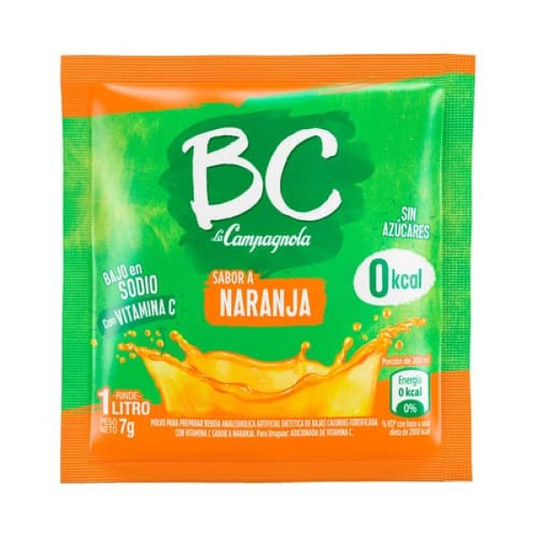 BC La Campagnola Jugo En Polvo Sin Azucares Sabor Naranja 7gr