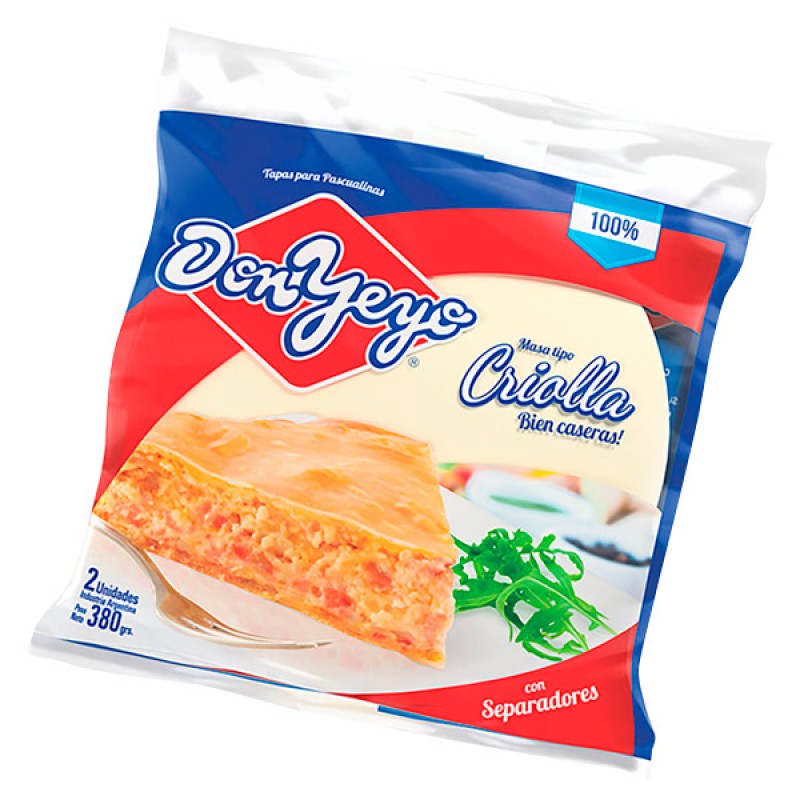 Don Yeyo Masa Para Pascualina Tipo Criolla 2 Unidades 380gr