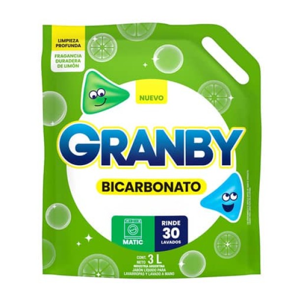 Granby Jabon Liquido Para Lavarropas Y Lavado A Mano 3L