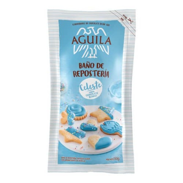 Aguila Baño De Reposteria Celeste Sabor Chocolate Blanco 150gr